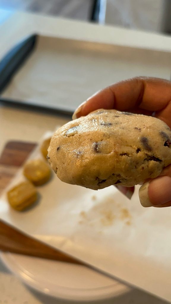 Chocolate chip cookies ready to bake