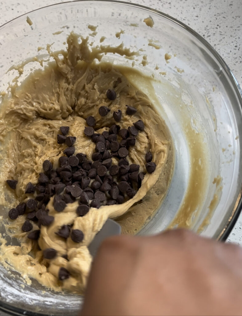 Add the chocolate Chips to the Cookie Mix